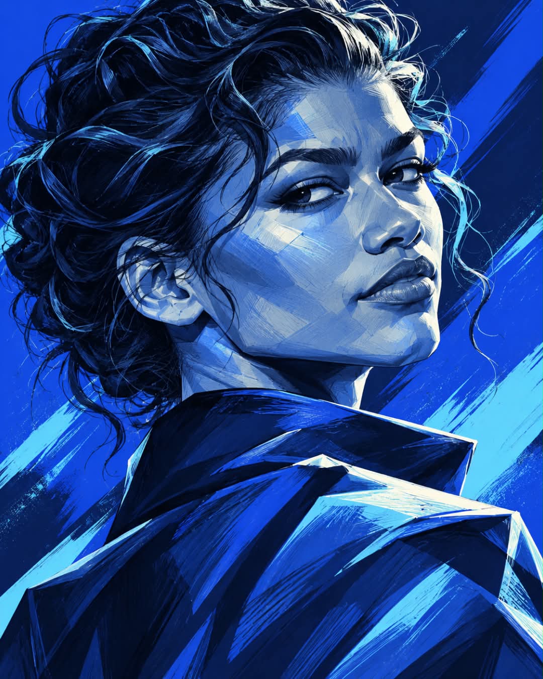 Blue-Toned Editorial Caricature output 4