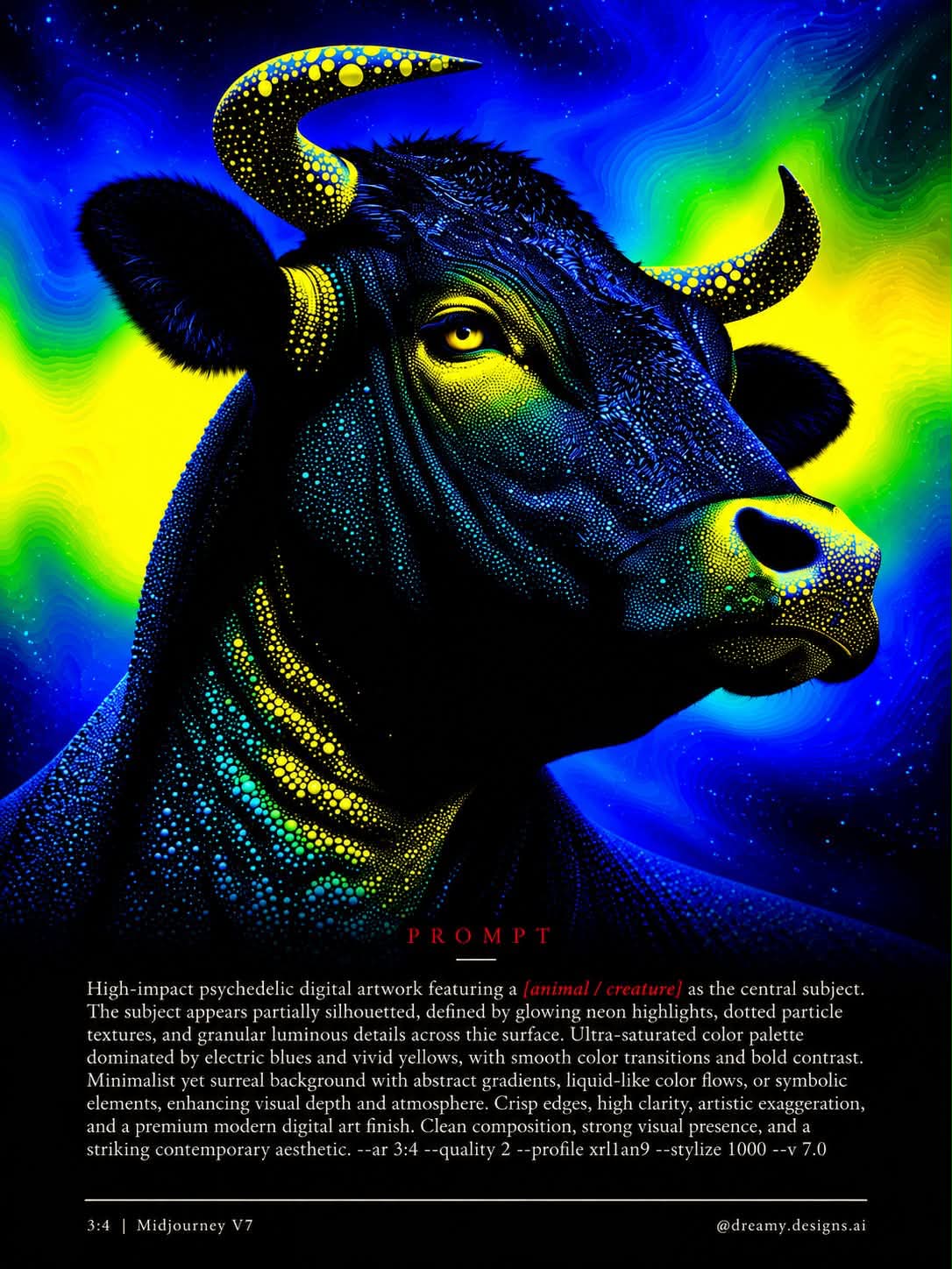 Neon Psychedelic Animal Artwork output 2