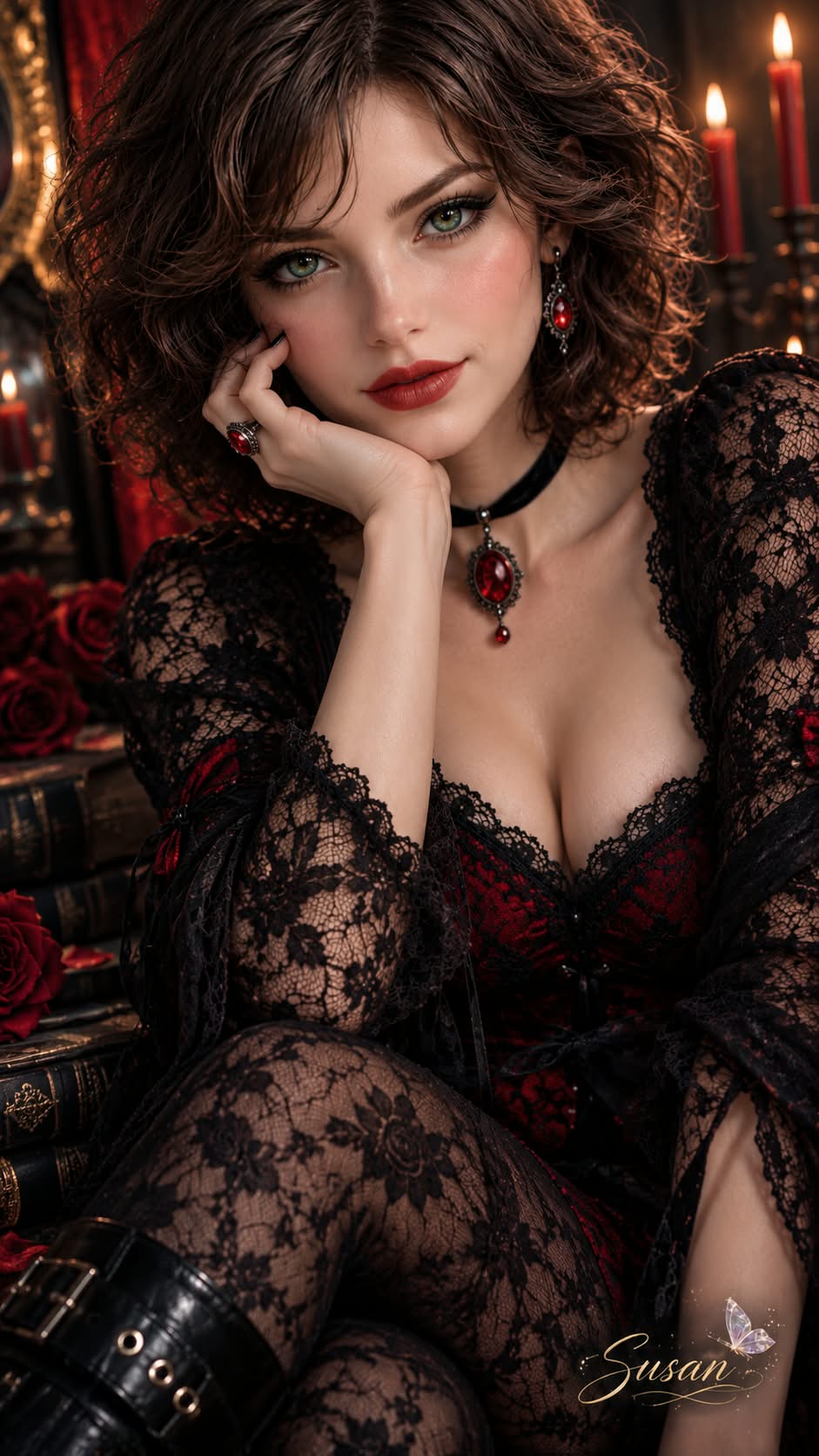 Gothic Portrait with a Midnight-Blue Rose output 4