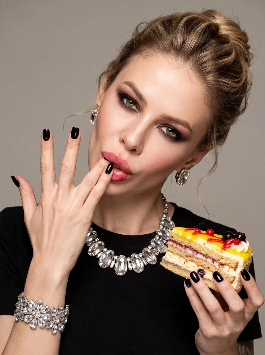 Playful Luxury Cake Fashion Portrait