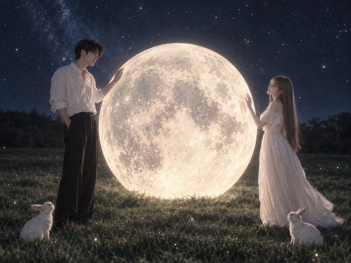 Romantic Couple Beneath a Giant Full Moon output 3