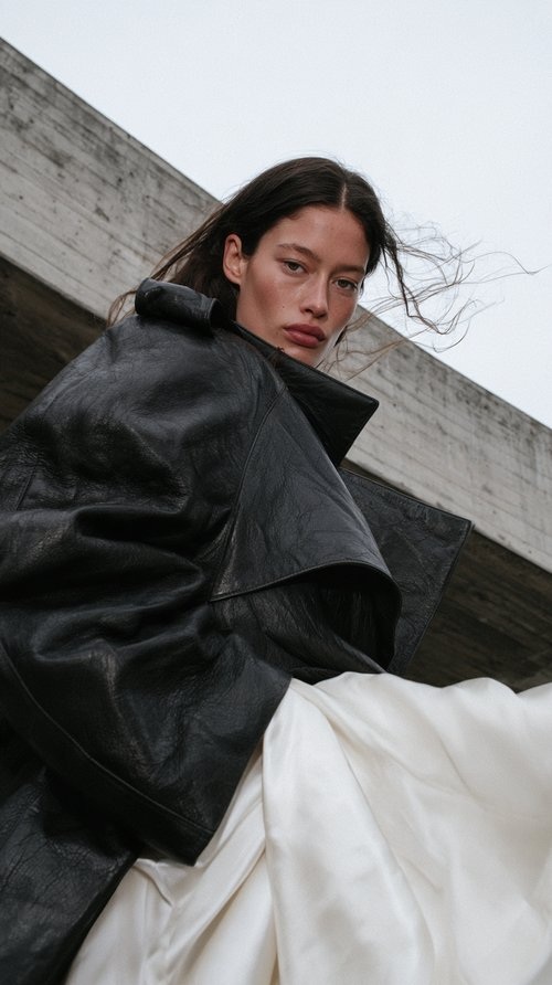 Brutalist City Street-Style Fashion Photograph