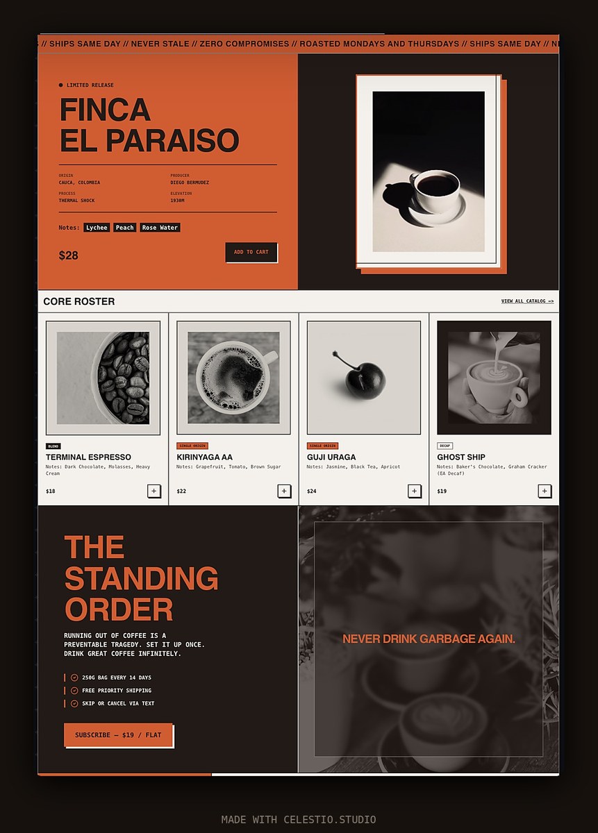 Brutalist Coffee Roaster Landing Page output 3
