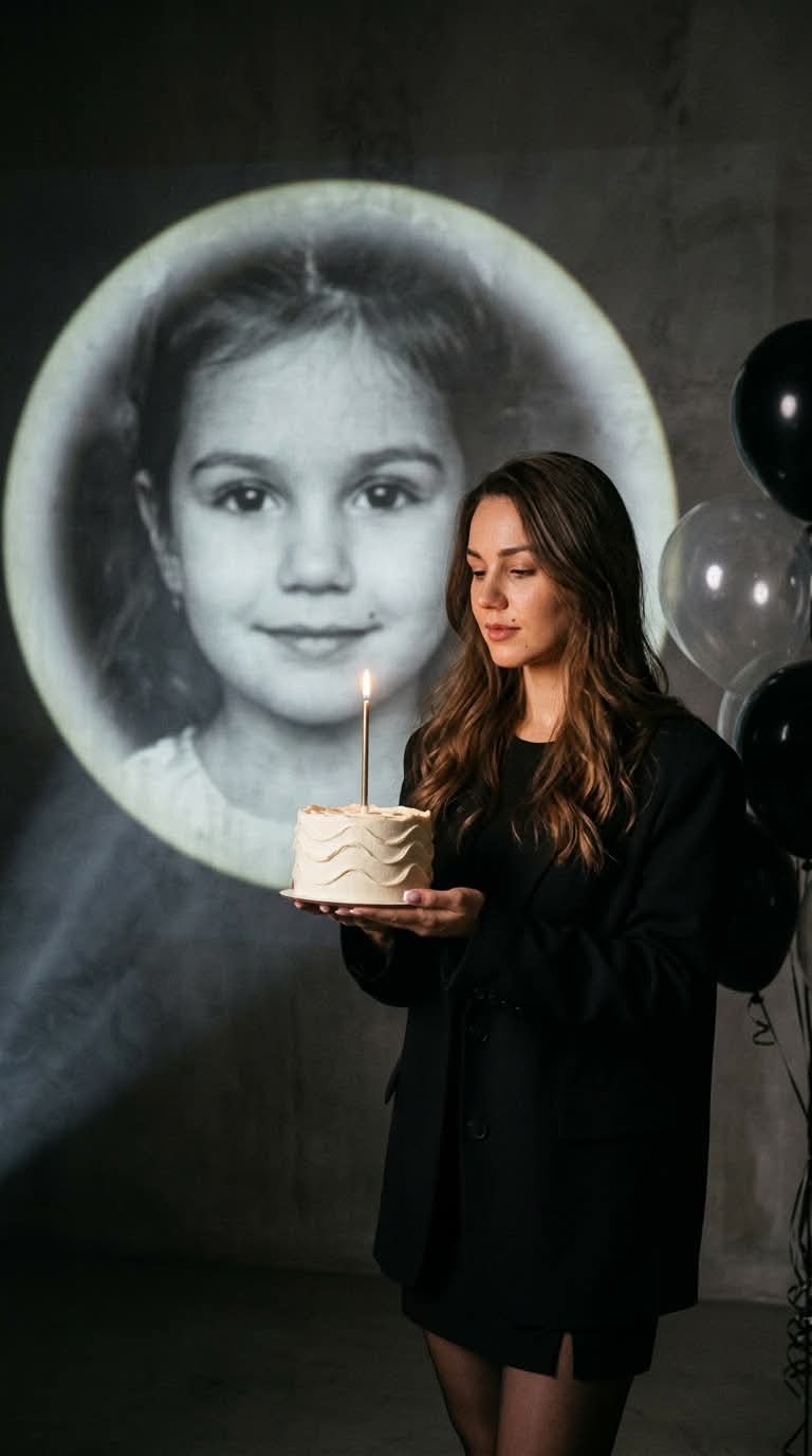 Nostalgic Birthday Portrait with Childhood Projection