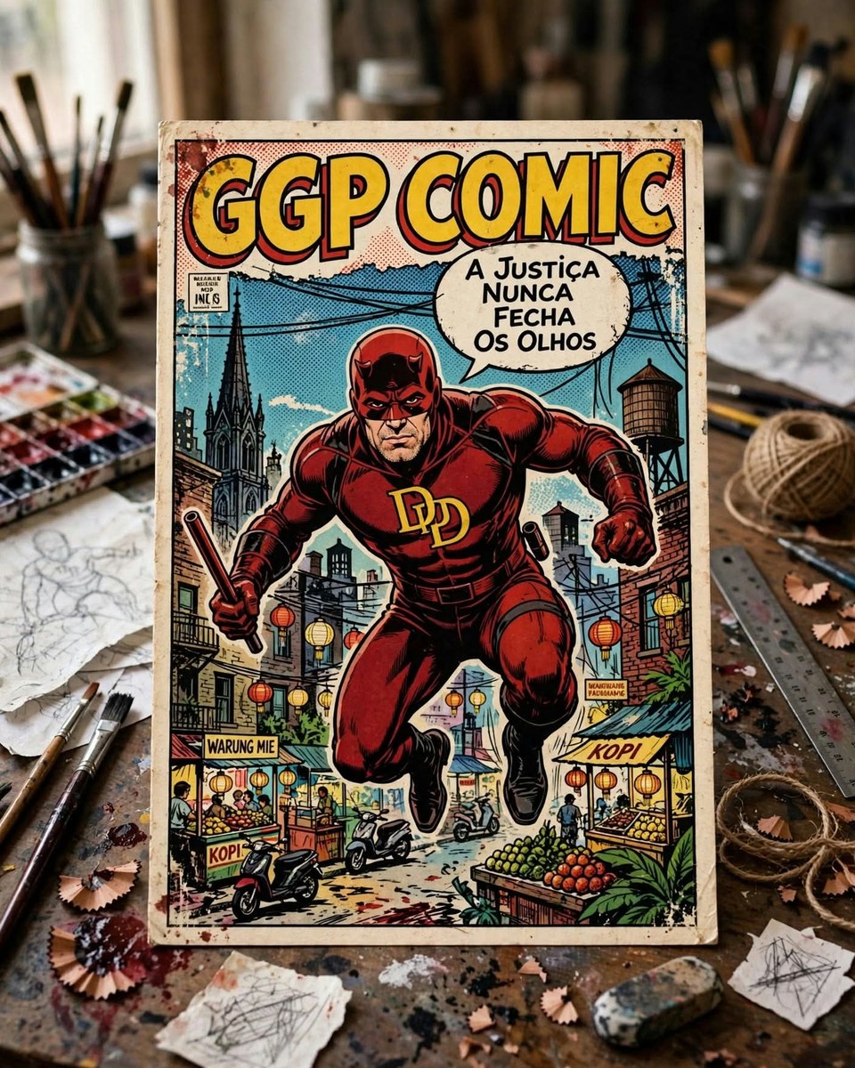 Vintage Comic Cover on an Artist’s Desk output 3