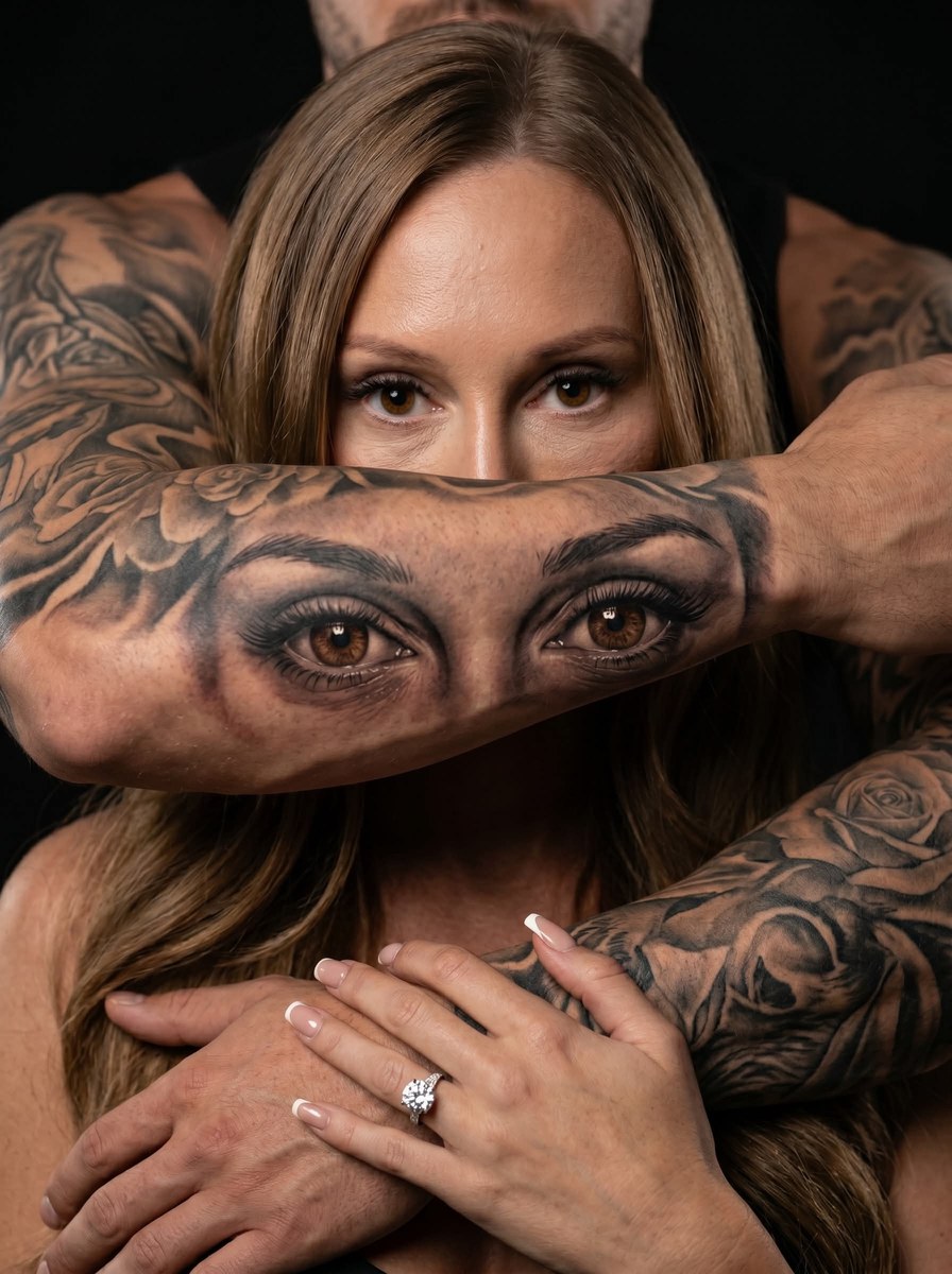 Cinematic Identity-Locked Portrait with Matching Eye Tattoo