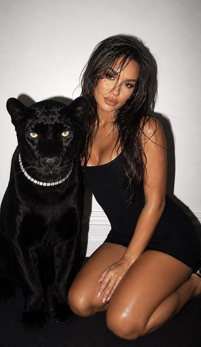 Y2K Flash Portrait with a Black Panther