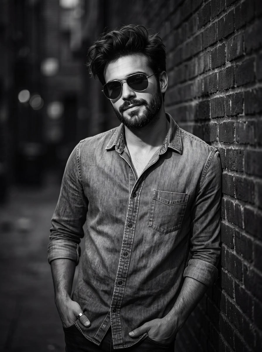 Cinematic Black-and-White Fashion Portrait