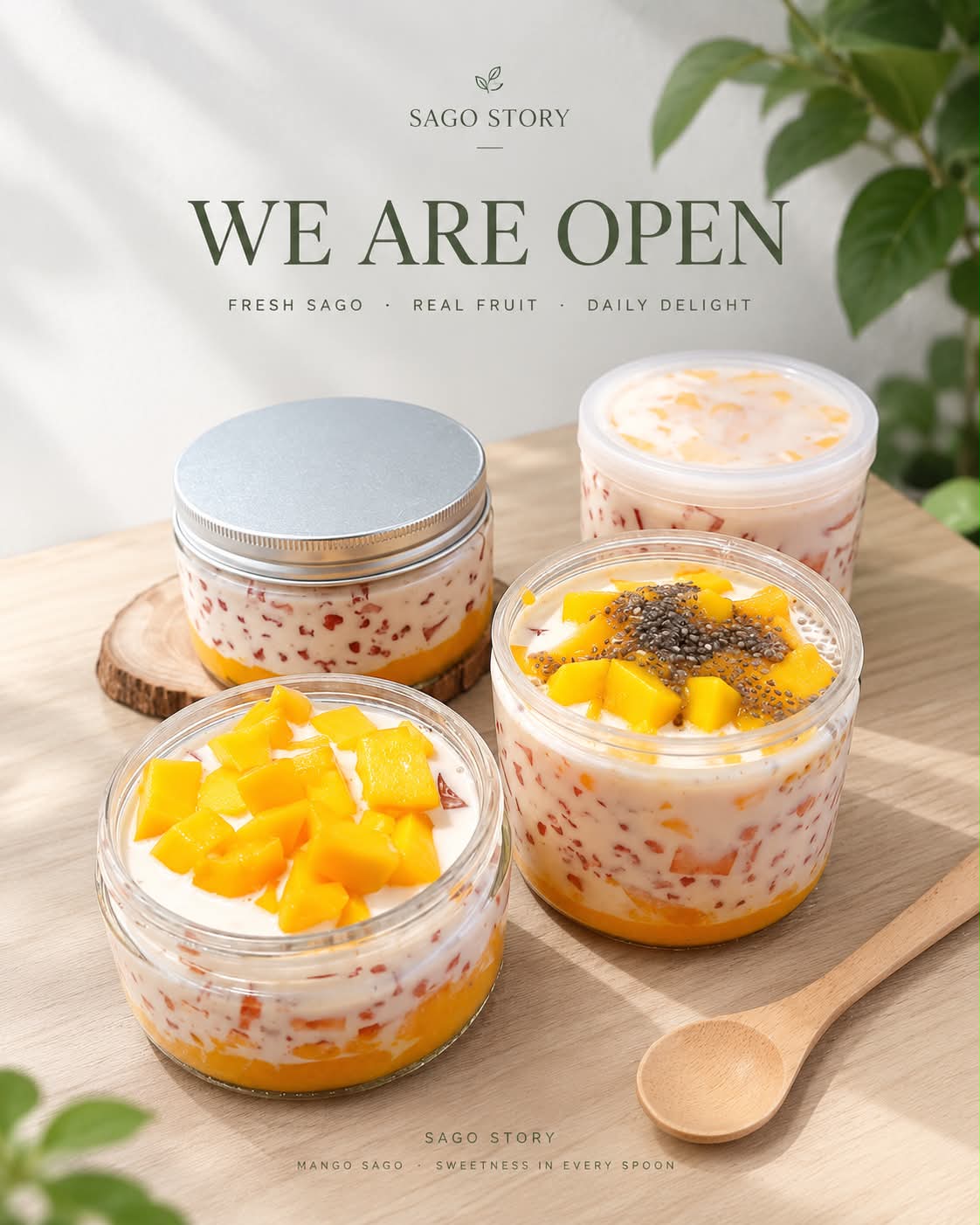 Korean-Minimalist Café “We Are Open” Food Poster output 1