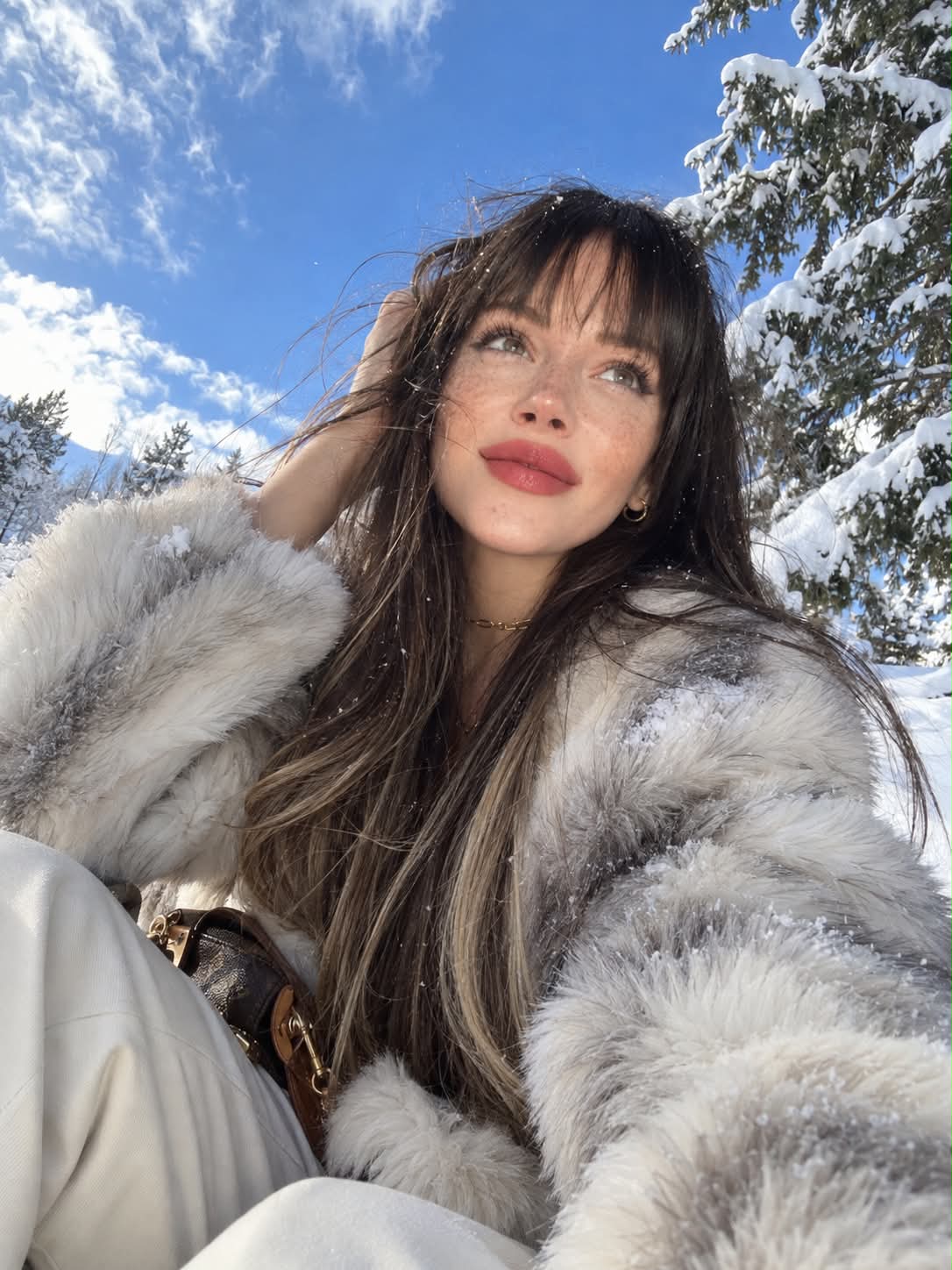Realistic Winter Selfie in a Fur Coat output 1