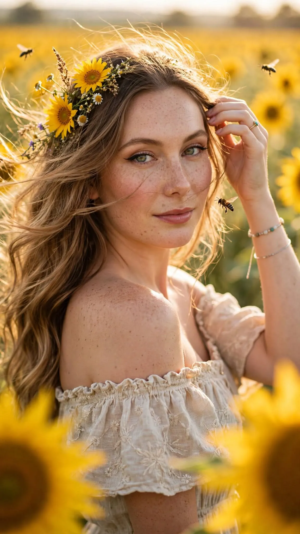 Sunflower-Field Fashion Portrait