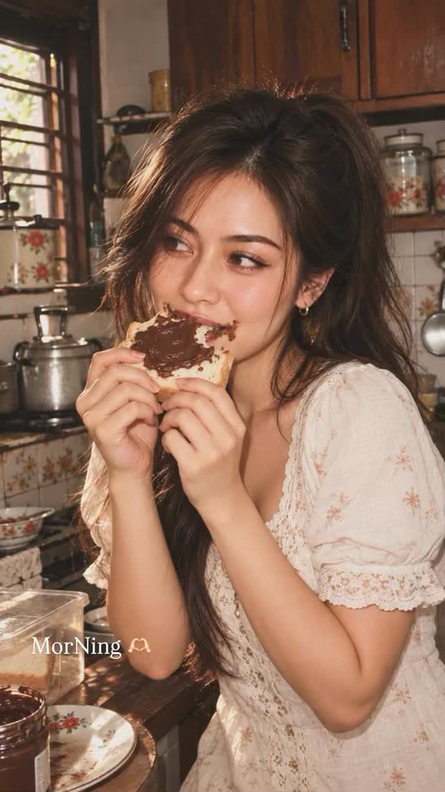 Candid Chocolate-Bread Portrait in a Vintage Indonesian Kitchen