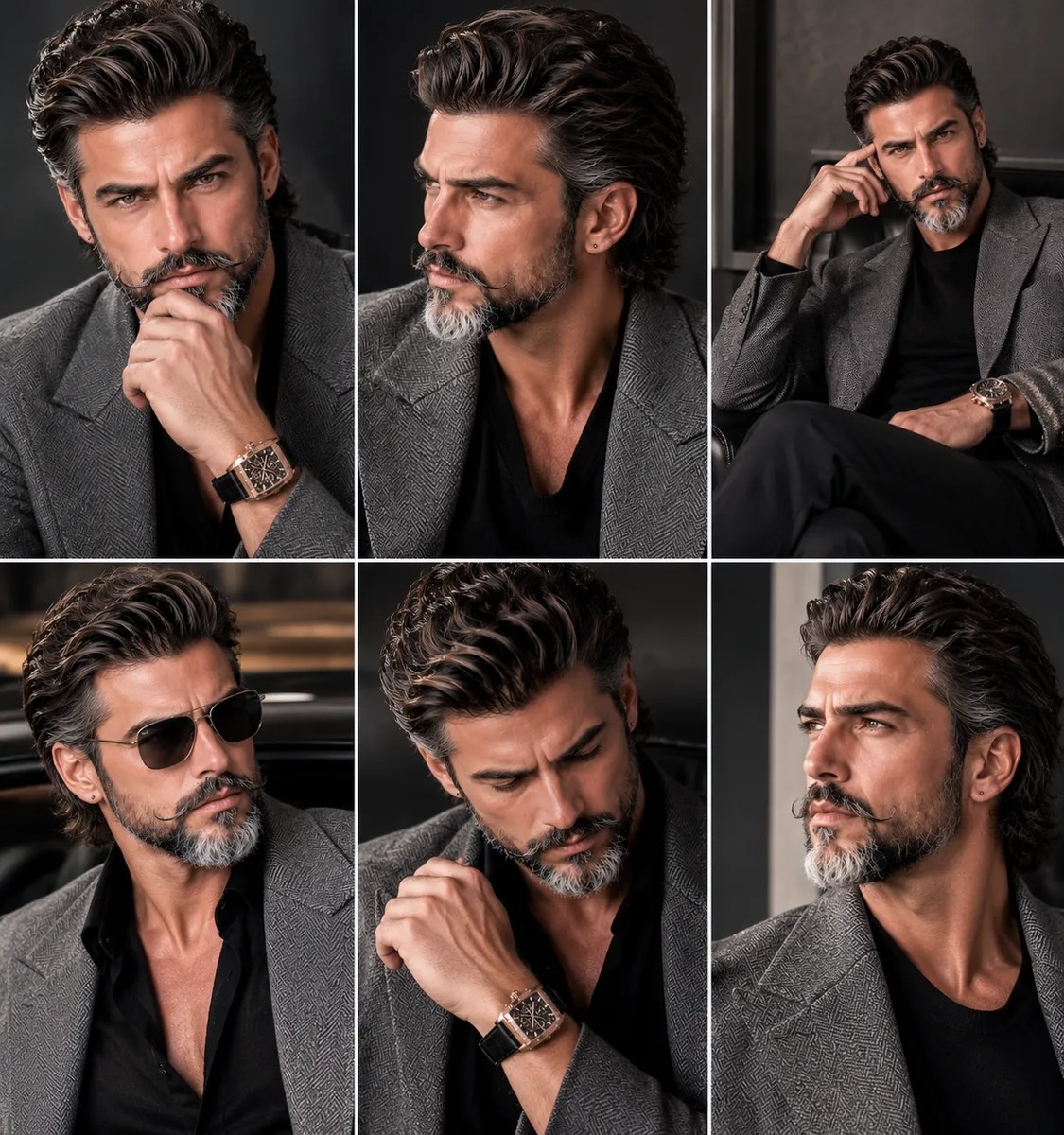 Six-Panel Men’s Luxury Fashion Editorial Collage output 6