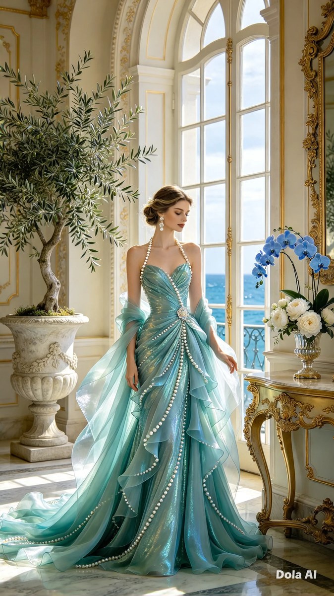 Aquamarine Gown in a Lavish Classic Room output 4