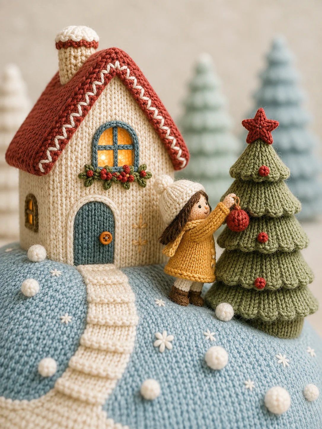 Knitted Christmas Cottage Diorama