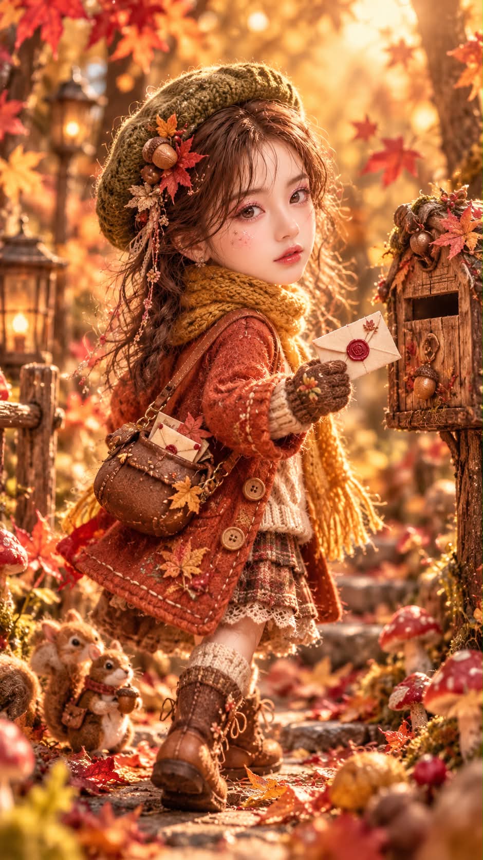 Handcrafted Autumn Woodland Postman Miniature output 2