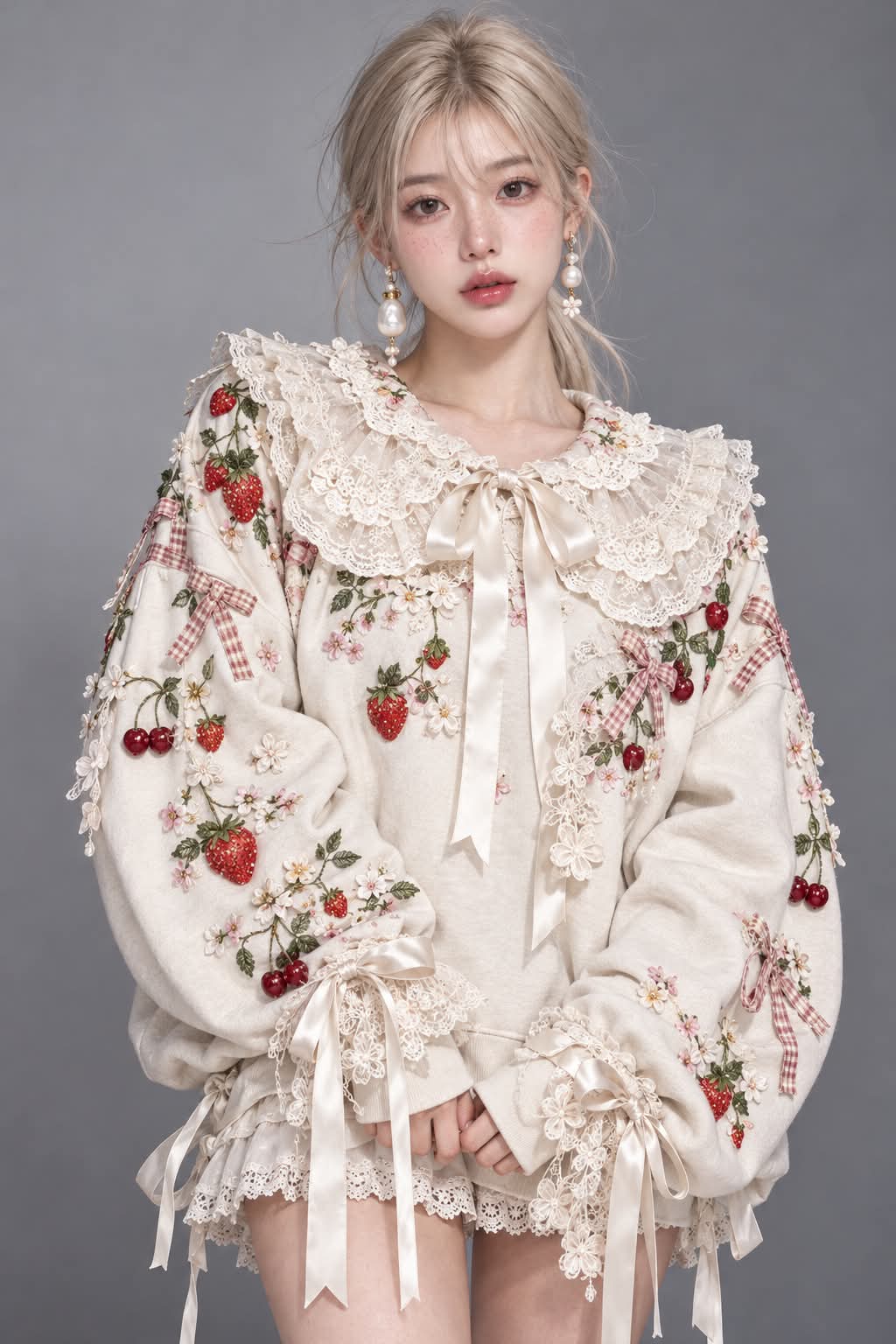 Light-Wash Embroidered Overalls and Braided Buns