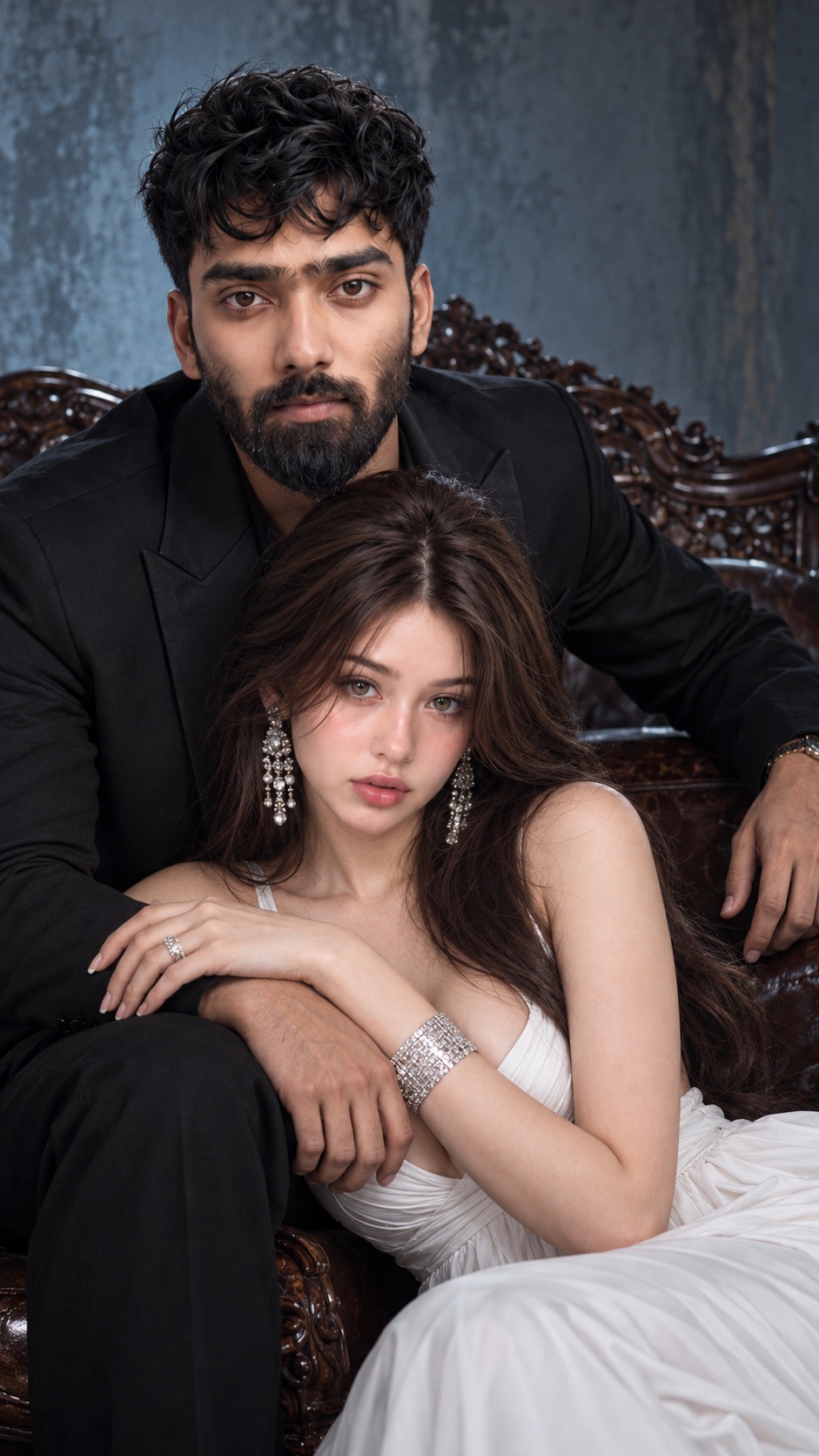 Moody Studio Couple Portrait in Black and White output 1