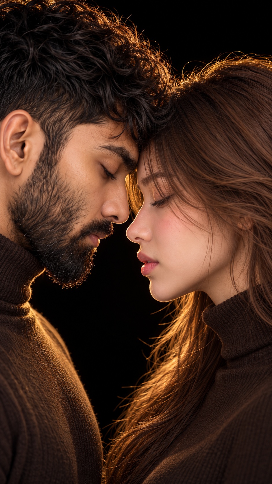Intimate Couple Portrait with Golden Rim Light