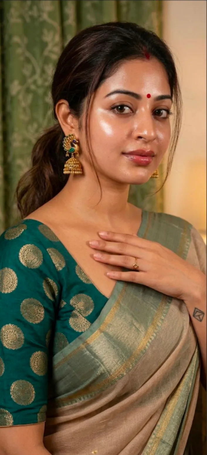 Realistic South Asian Woman in a Teal Saree output 2
