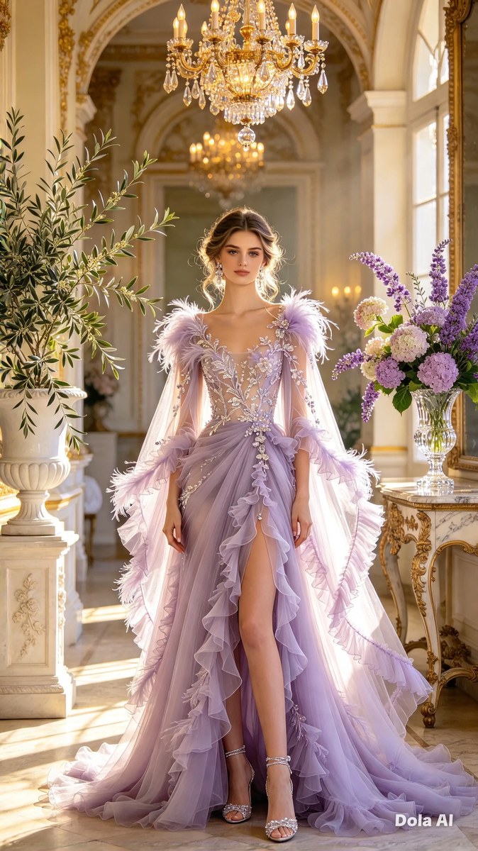 Lavender Gown in a Sunlit Palace Hall output 4