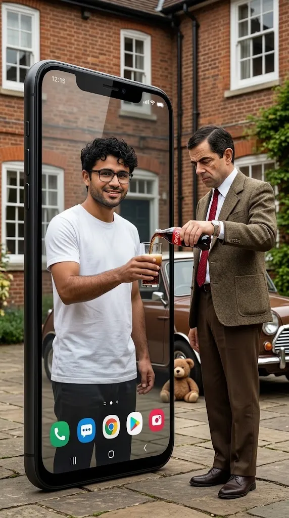Mr. Bean and a Giant Smartphone