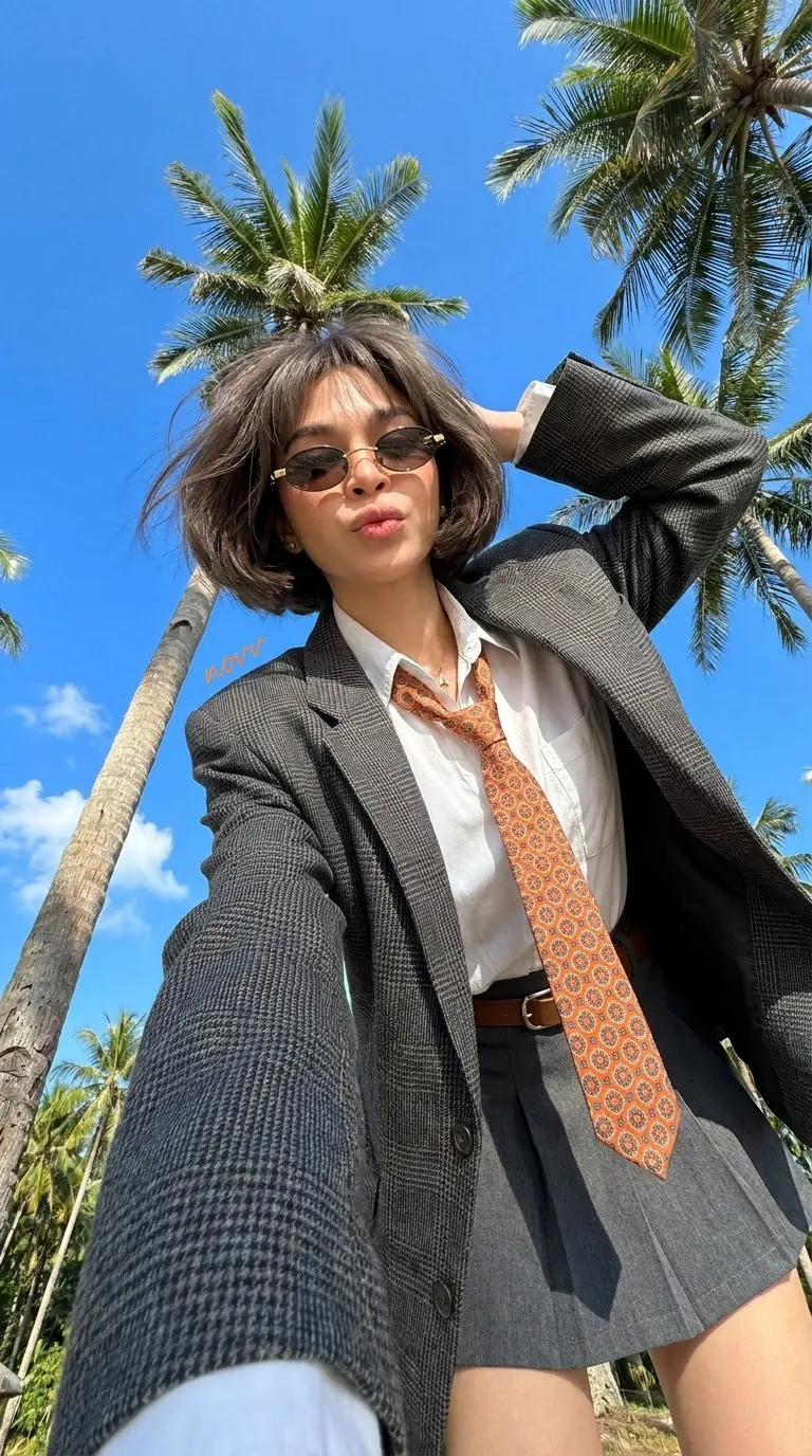 Extreme Low-Angle Tropical Fashion Selfie output 2