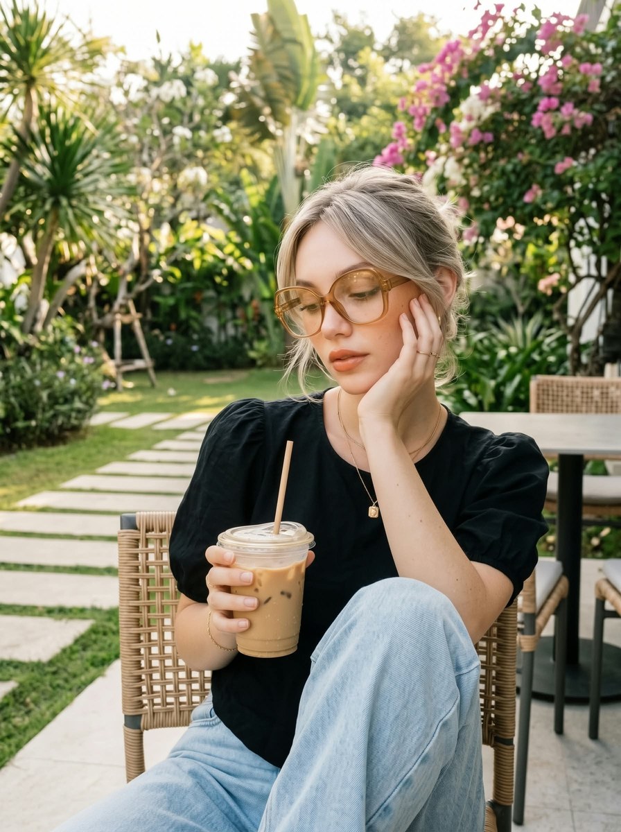 Warm Café Courtyard Fashion Portrait output 8