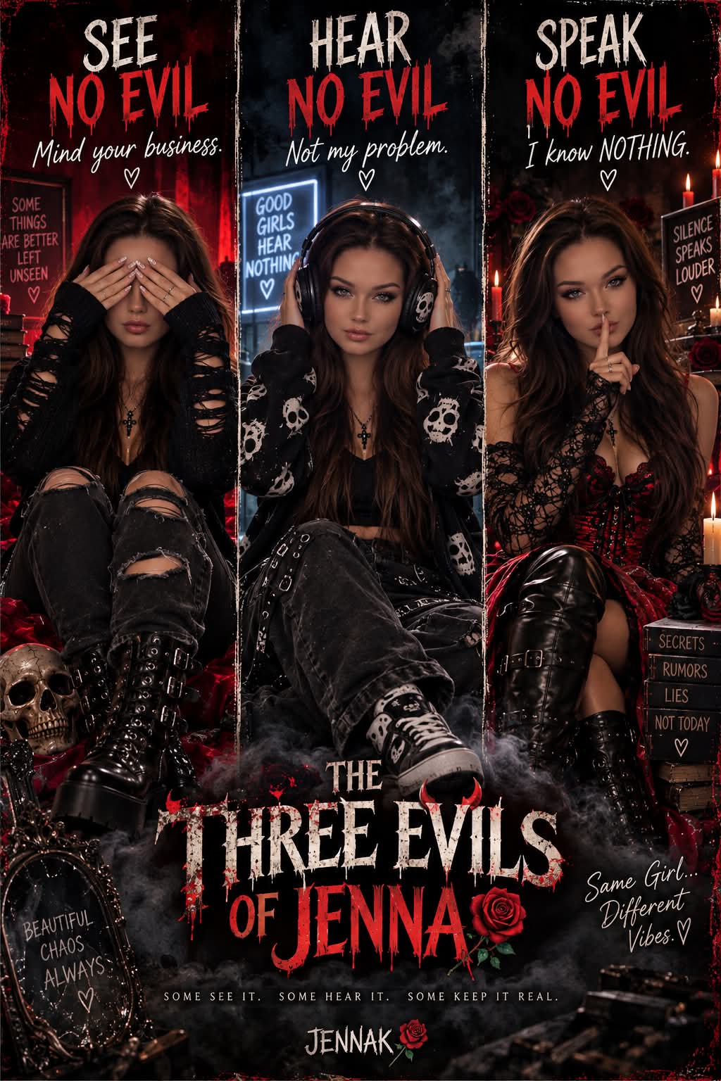 Three Evils Gothic Fashion Poster