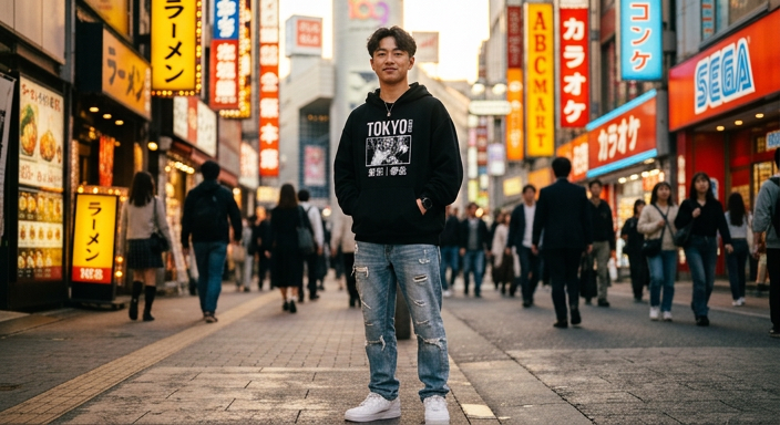 Photorealistic Teen Portrait on a Tokyo Street