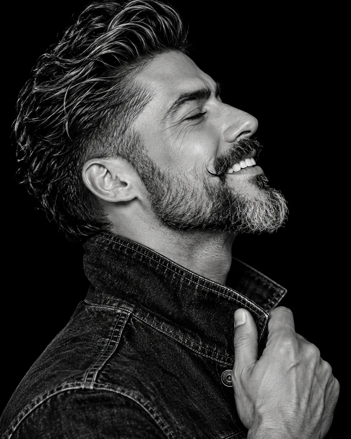 Monochrome Denim Fashion Editorial Portrait