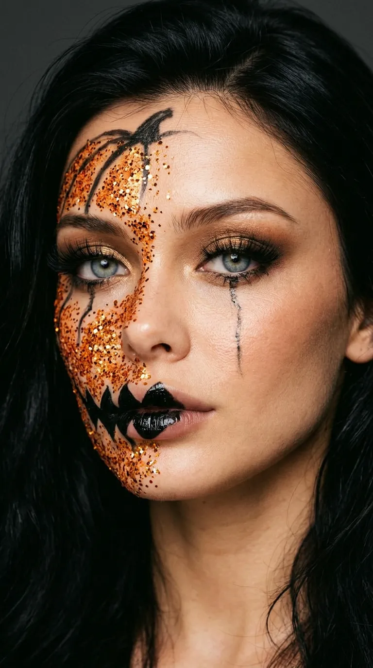 Photorealistic Pumpkin Makeup Portrait