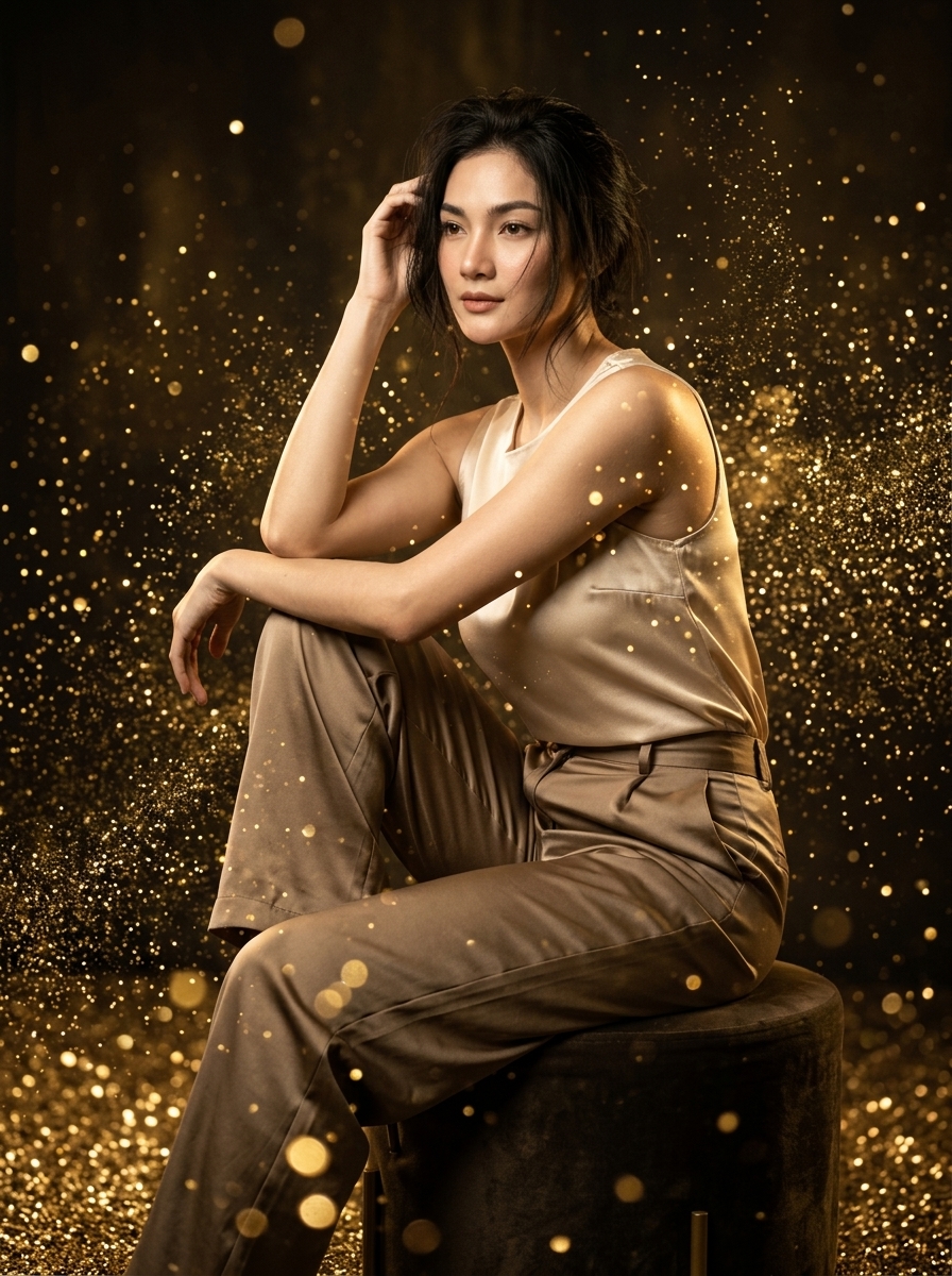 Golden Noir Luxury Portrait with Maximum Gold Sparkle output 7
