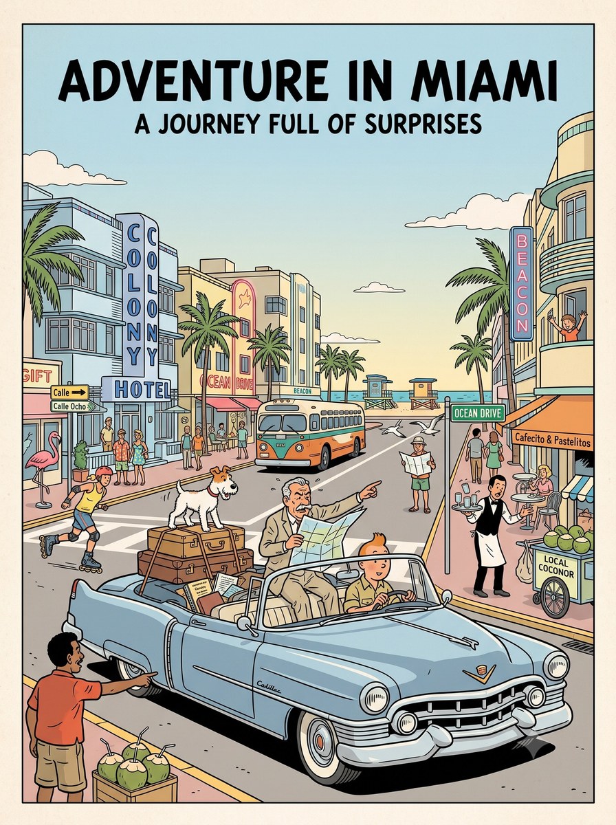 Tintin-Inspired Travel Adventure Comic Illustration output 4