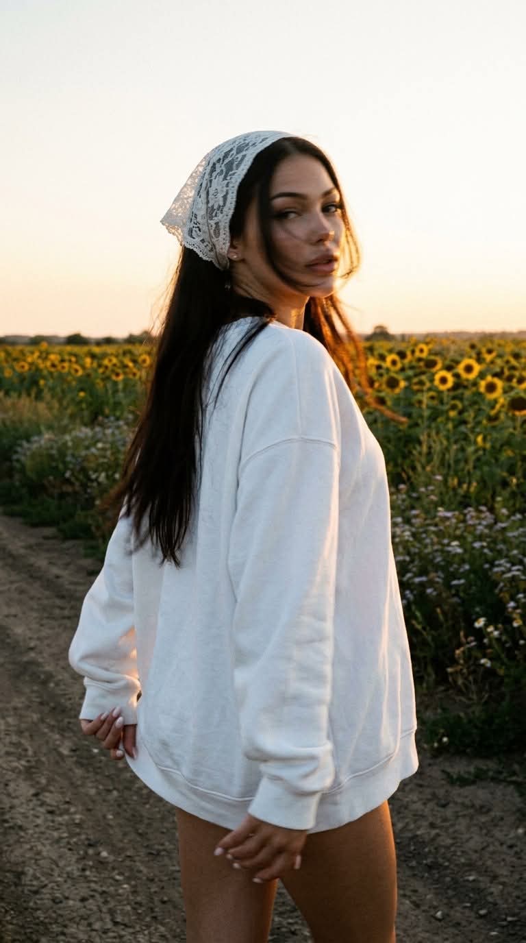 Candid Sunset Field Portrait with Film Grain output 2