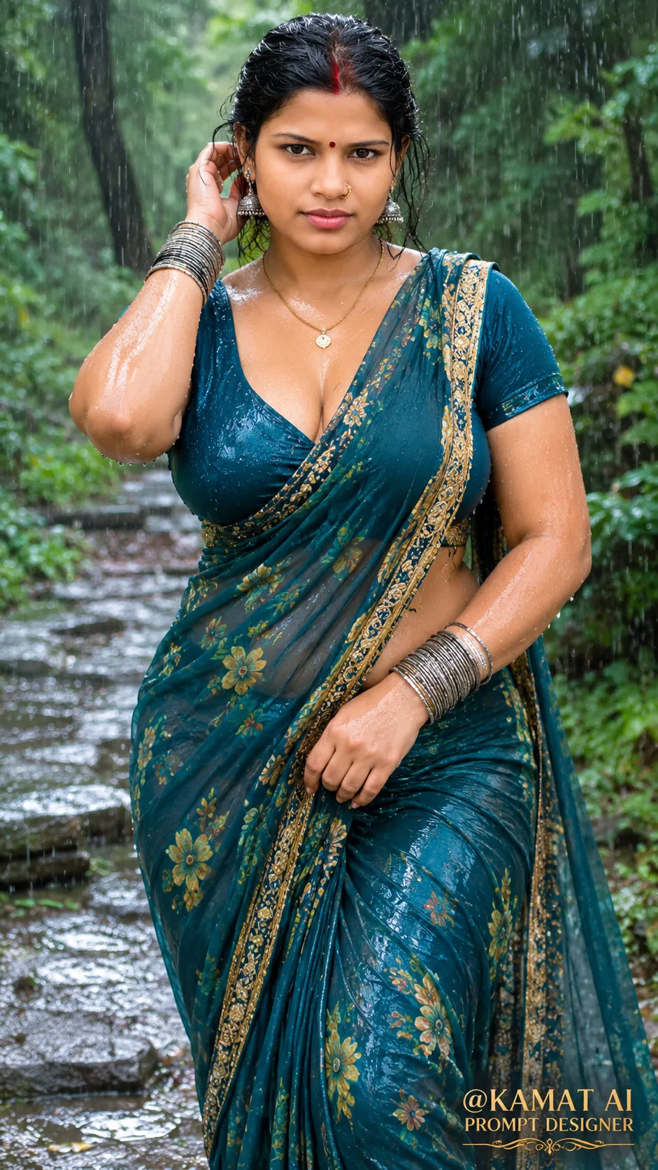 Monsoon Saree Portrait in a Forest output 2