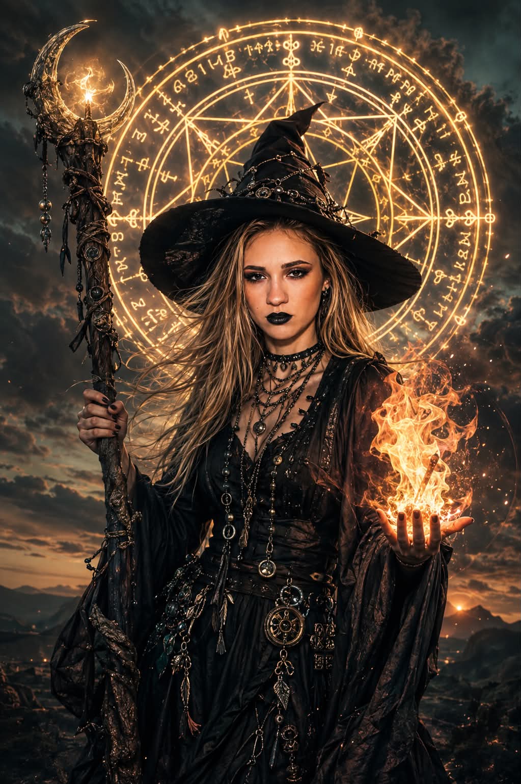 Photorealistic Halloween Witch Editorial Portrait