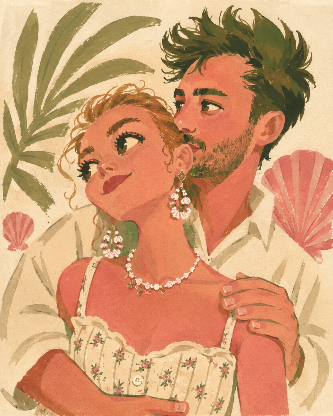 Gouache Caricature on Cream Paper