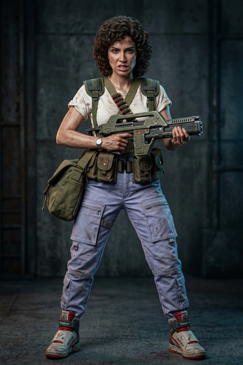 Photorealistic Ellen Ripley in Colonial Marine Gear