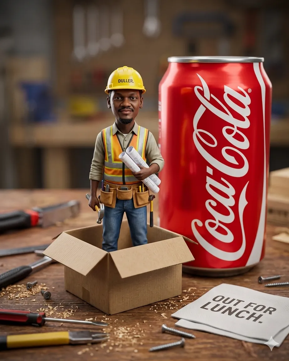Construction Worker Miniature in a Cardboard Box output 1