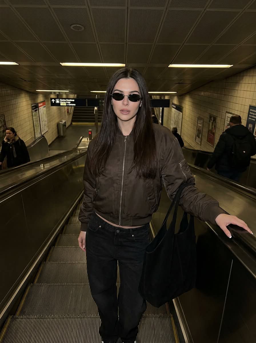 Subway Escalator Flash Portrait