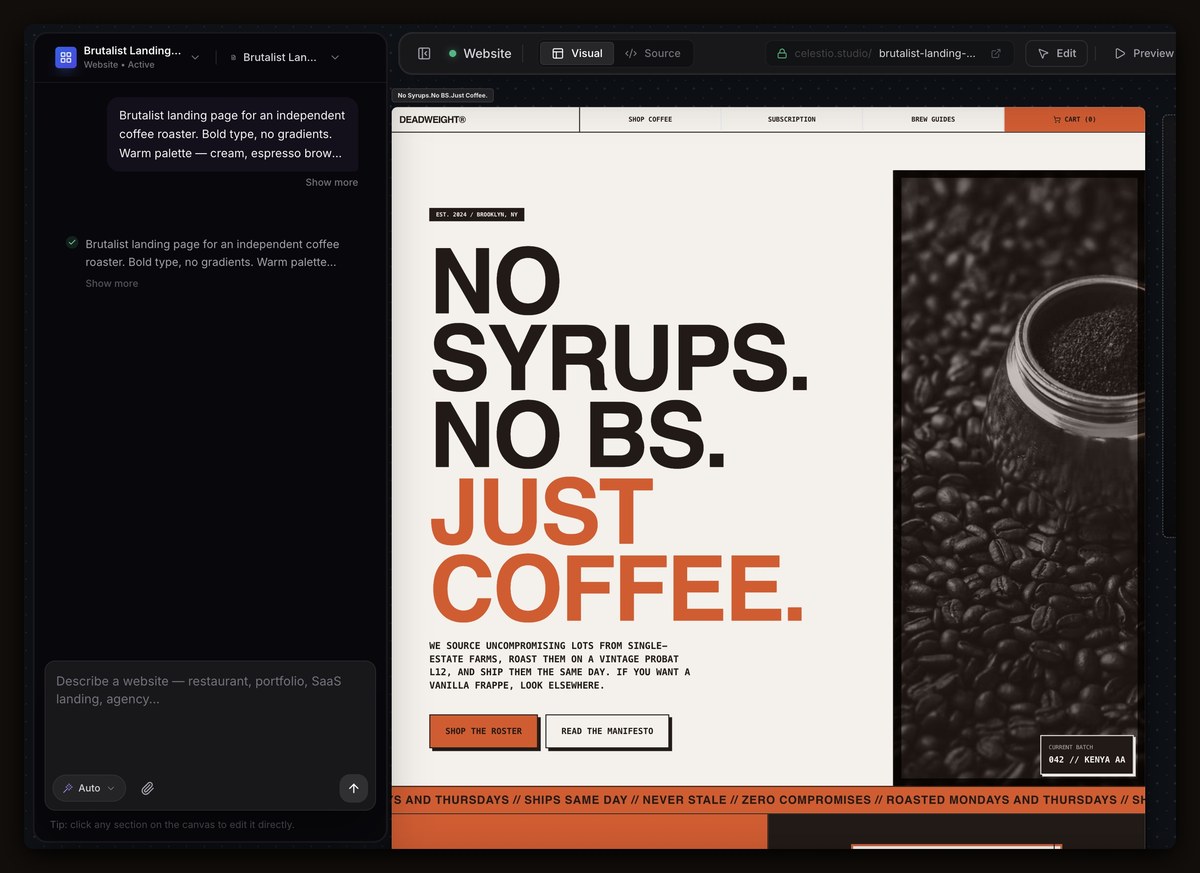 Brutalist Coffee Roaster Landing Page