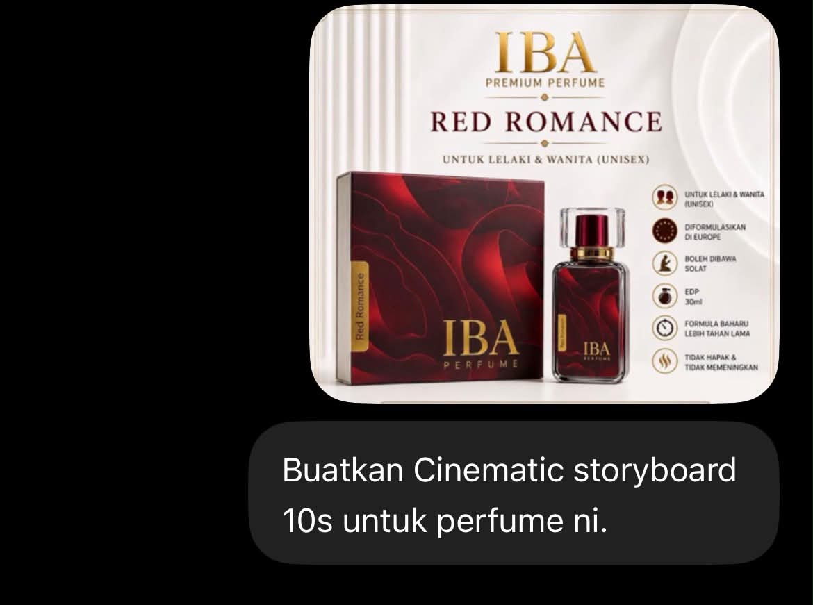Create a 10-Second Cinematic Perfume Storyboard and Video