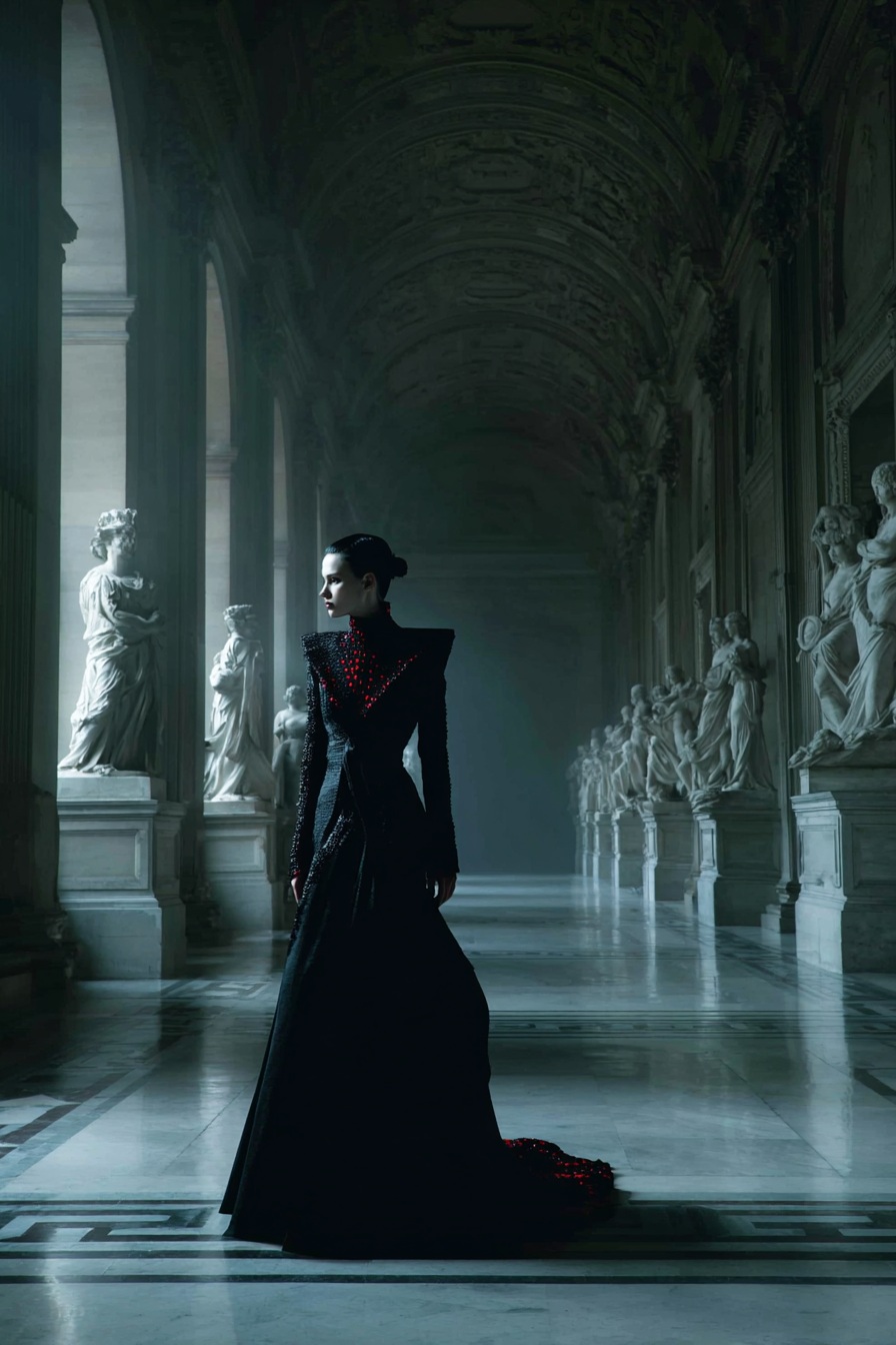 Ghostly Fashion Editorial at the Louvre