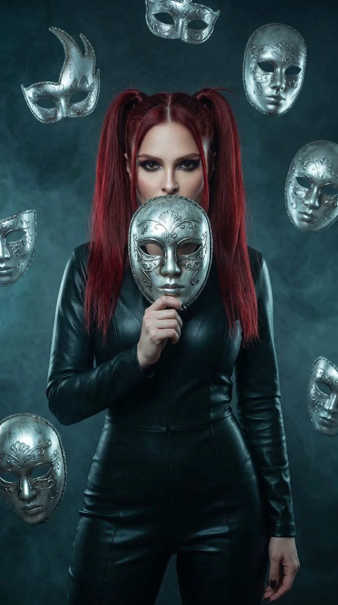 Gothic Editorial Portrait with a Silver Venetian Mask output 6