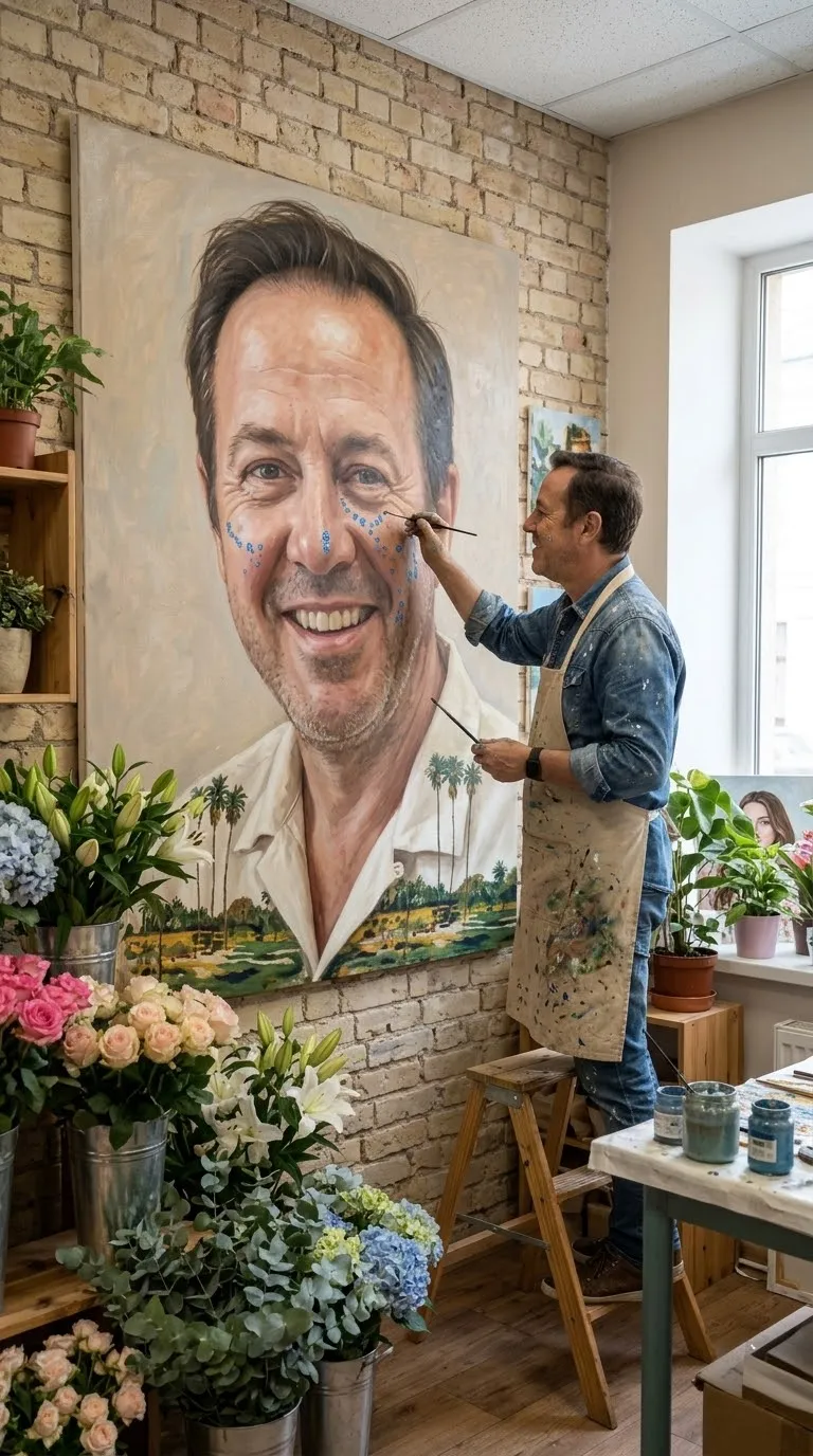 3D Portrait in a Flower Shop