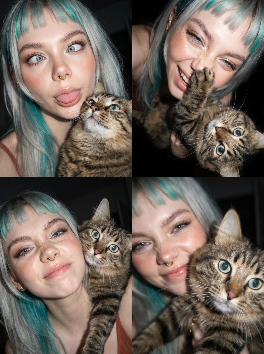 Young Woman Cuddling a Tabby Cat output 18