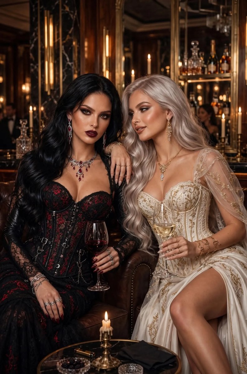 Luxury Editorial Portrait of Identical Twin Sisters