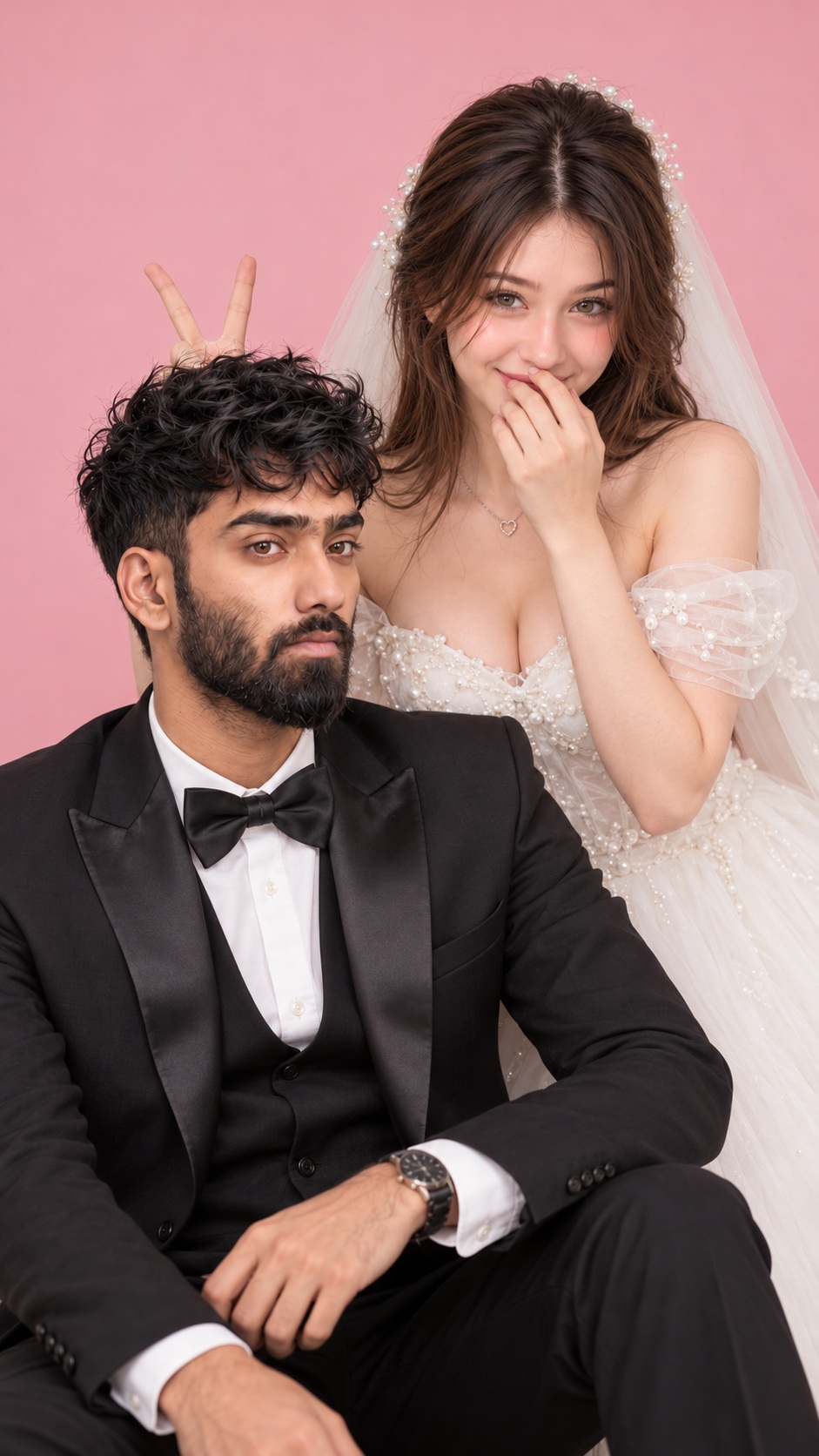 Humorous Wedding Editorial Couple Portrait