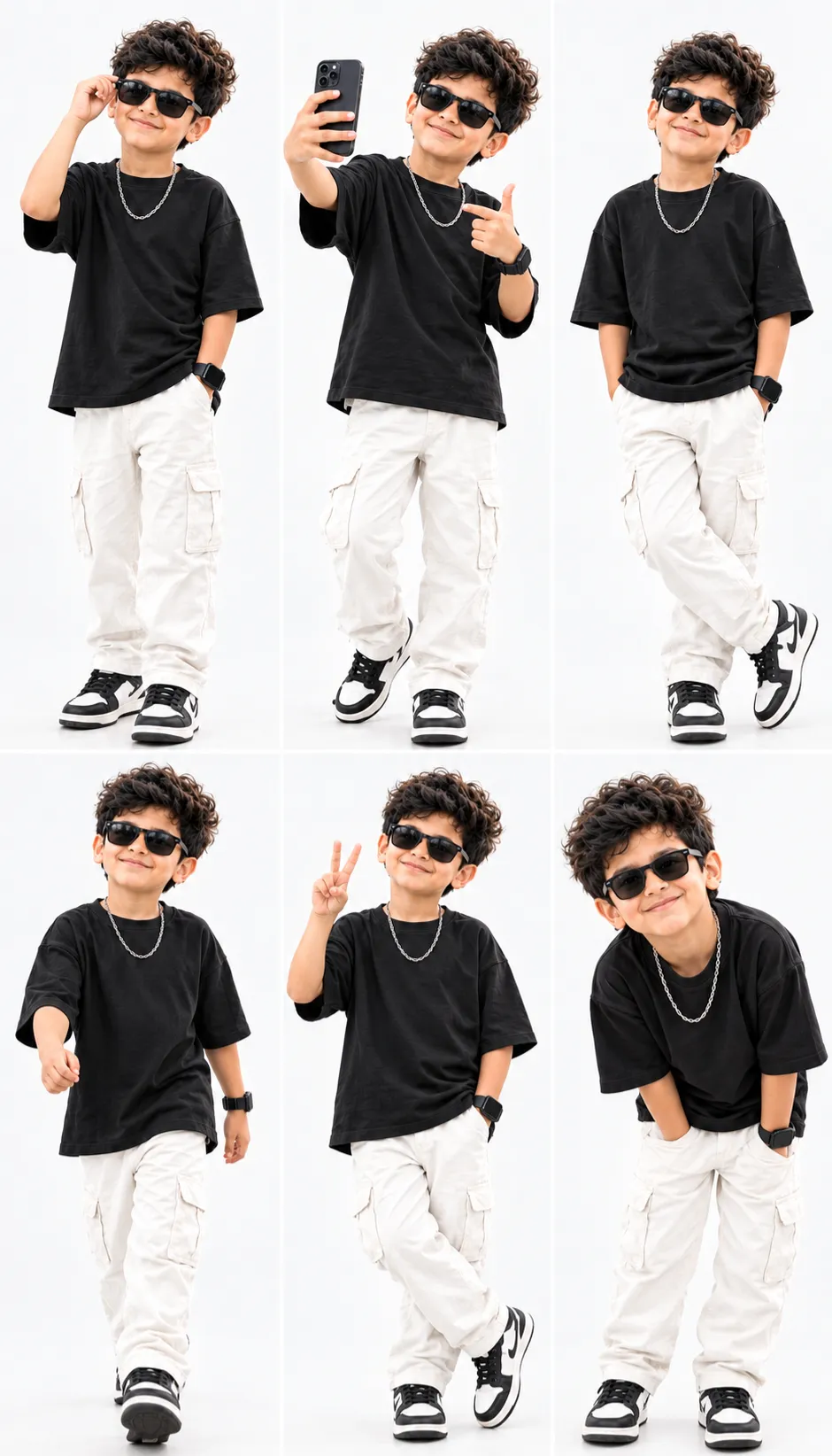 Ultra-Realistic Six-Pose Boy Collage